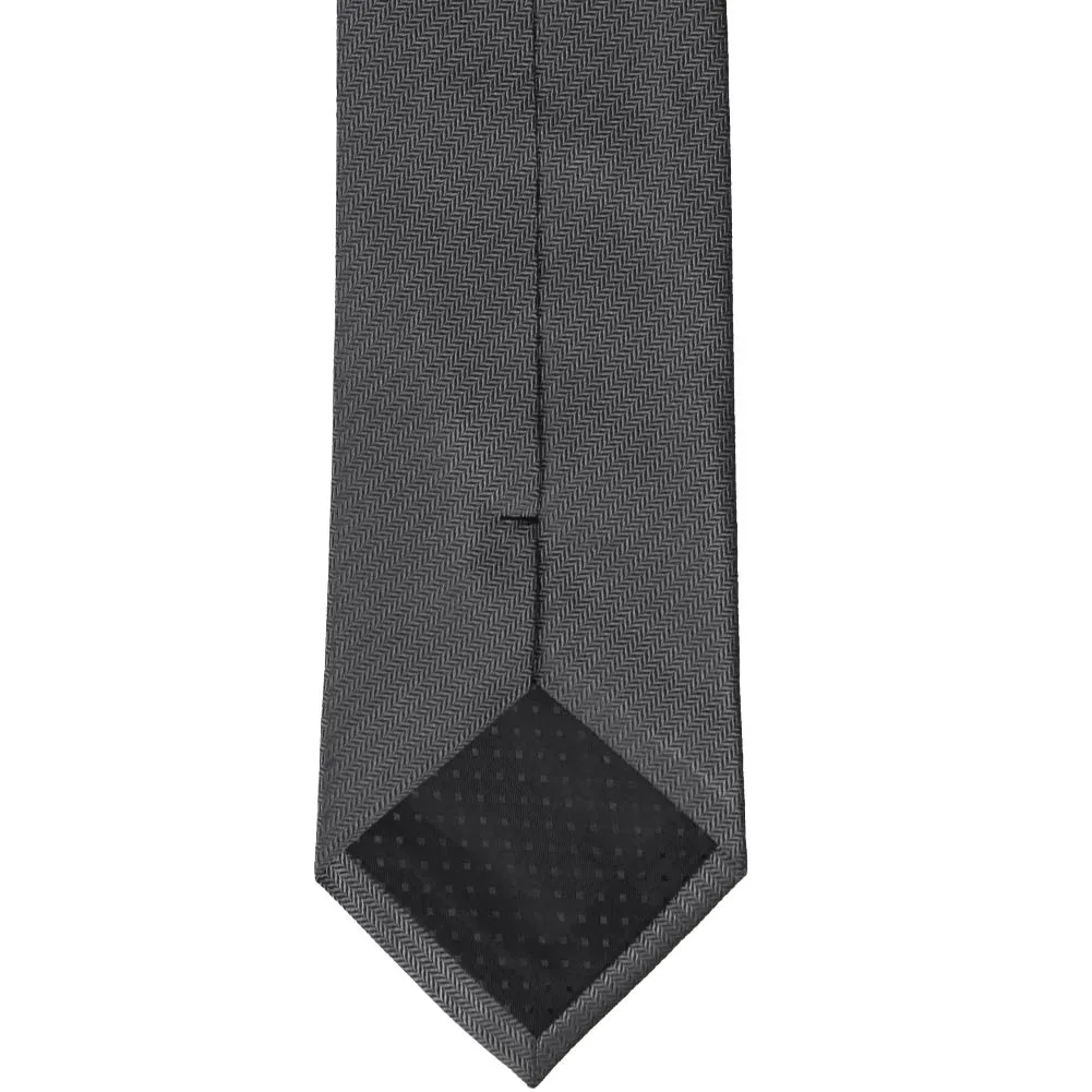 Graphite Gray Herringbone Silk Necktie