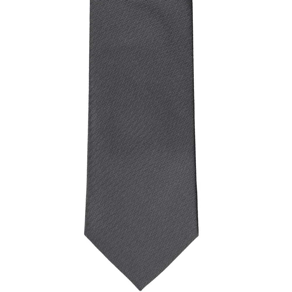 Graphite Gray Herringbone Silk Necktie