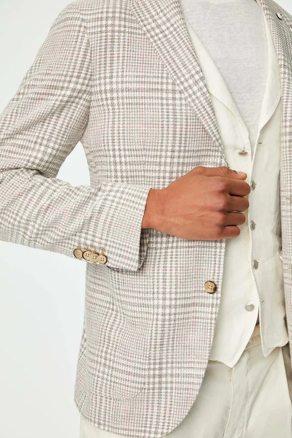 Gray Check Cotton Stretch Unconstructed Jacket - LBM 1911