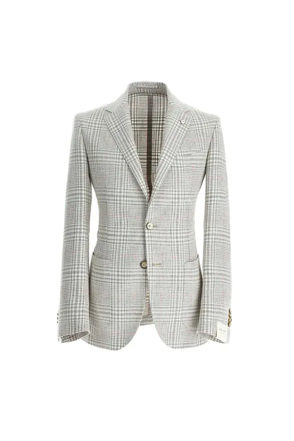 Gray Check Cotton Stretch Unconstructed Jacket - LBM 1911