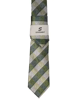 GREEN PLAID 2 PC TIE & HANKIE SET