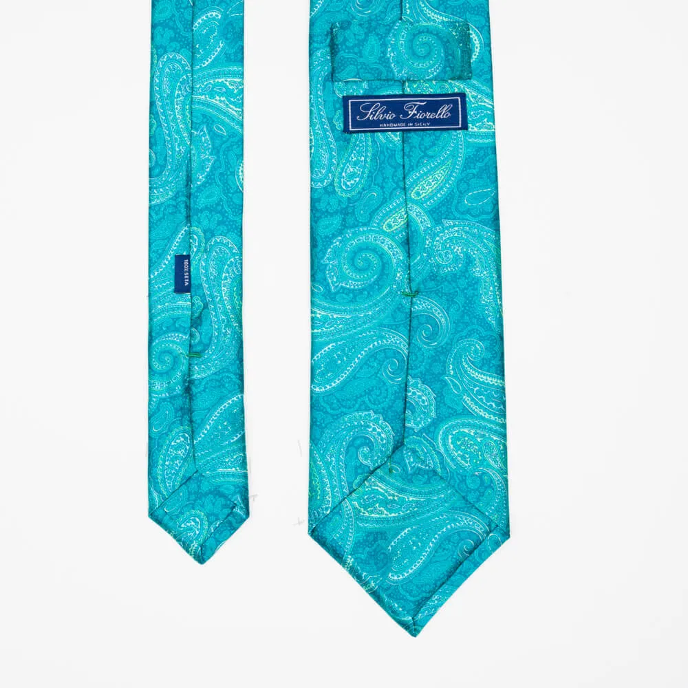 Green Sicilian Paisley Duchesse Silk Tie