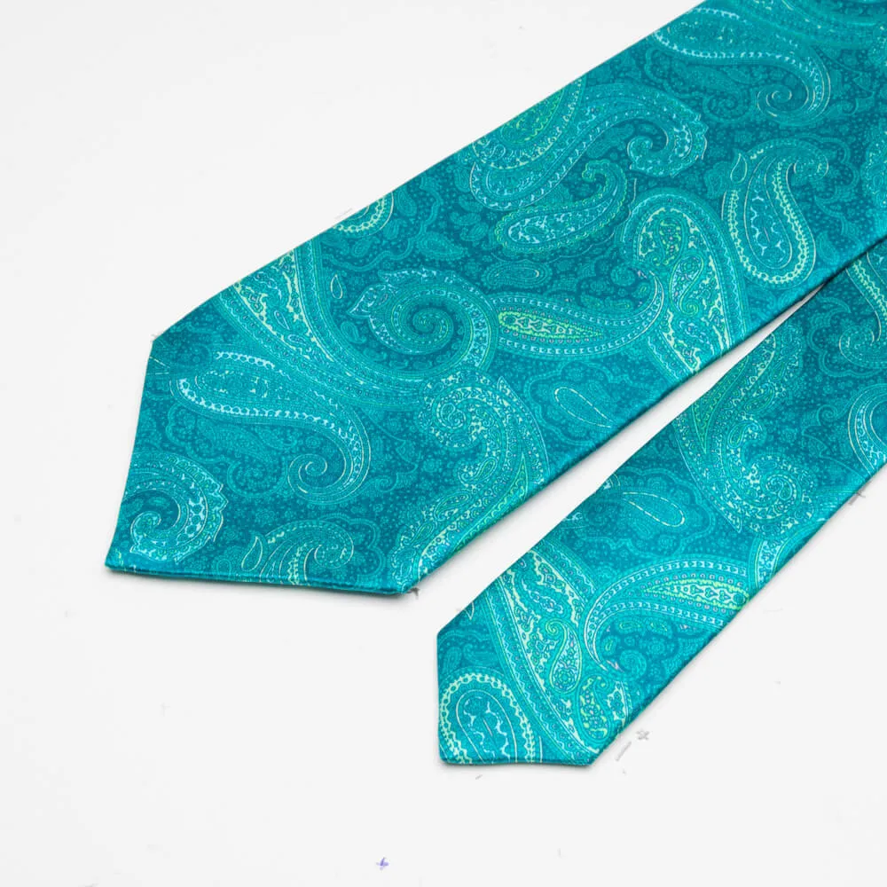 Green Sicilian Paisley Duchesse Silk Tie