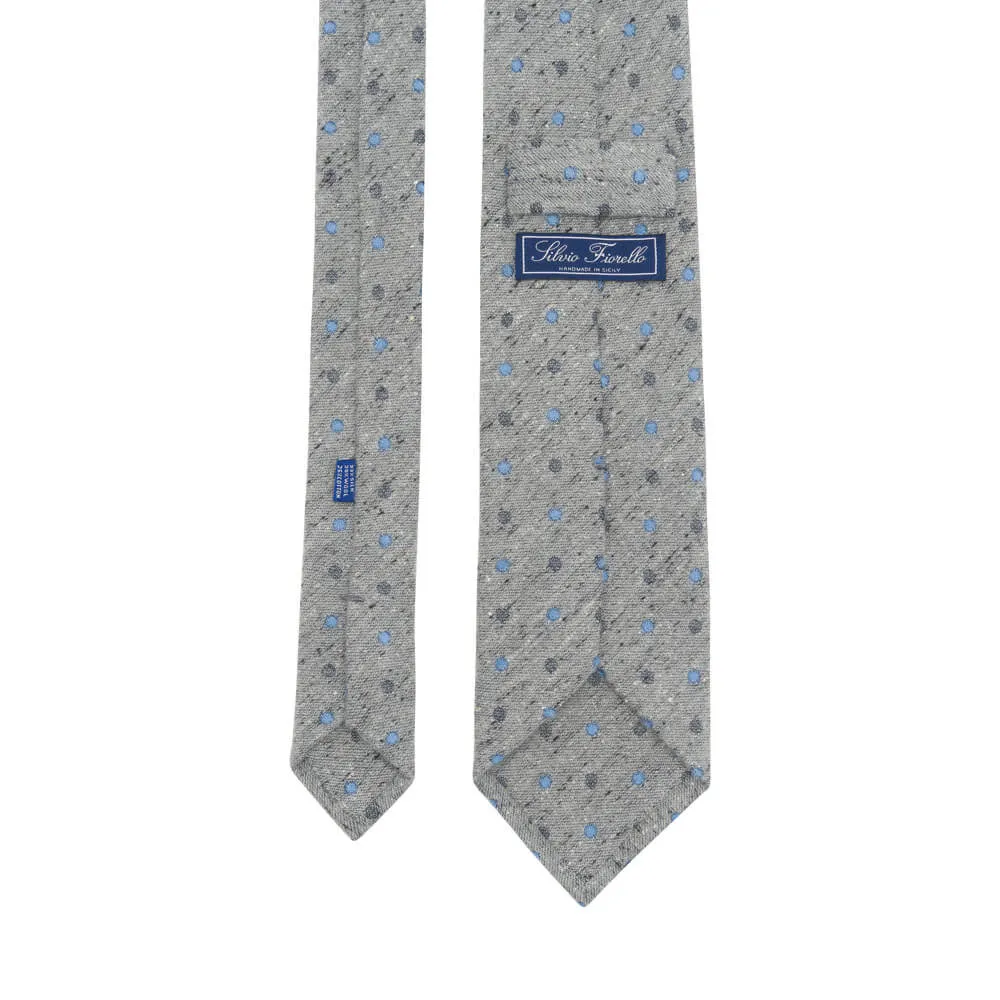 Grey Dot Heritage Weave Cotton Silk Wool Tie