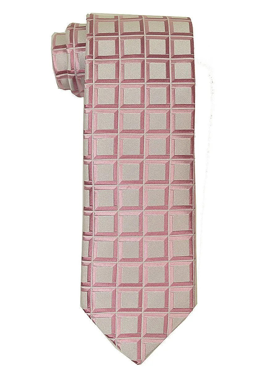 Heritage House 19400 100% Woven Silk Boy's Tie - Neat - Pink/Silver