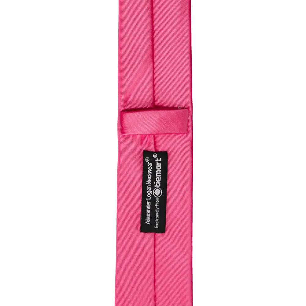 Hot Pink Skinny Solid Color Necktie, 2" Width