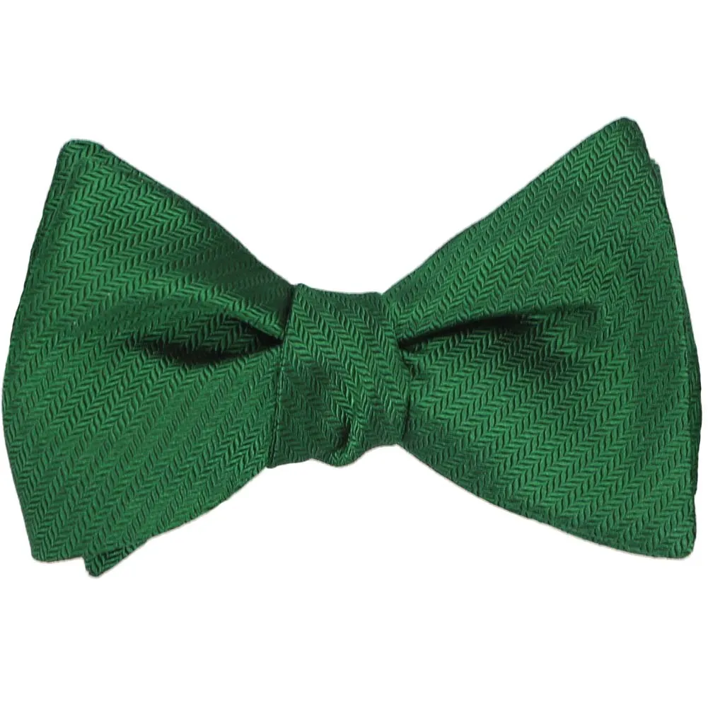 Kelly Green Herringbone Silk Self-Tie Bow Tie