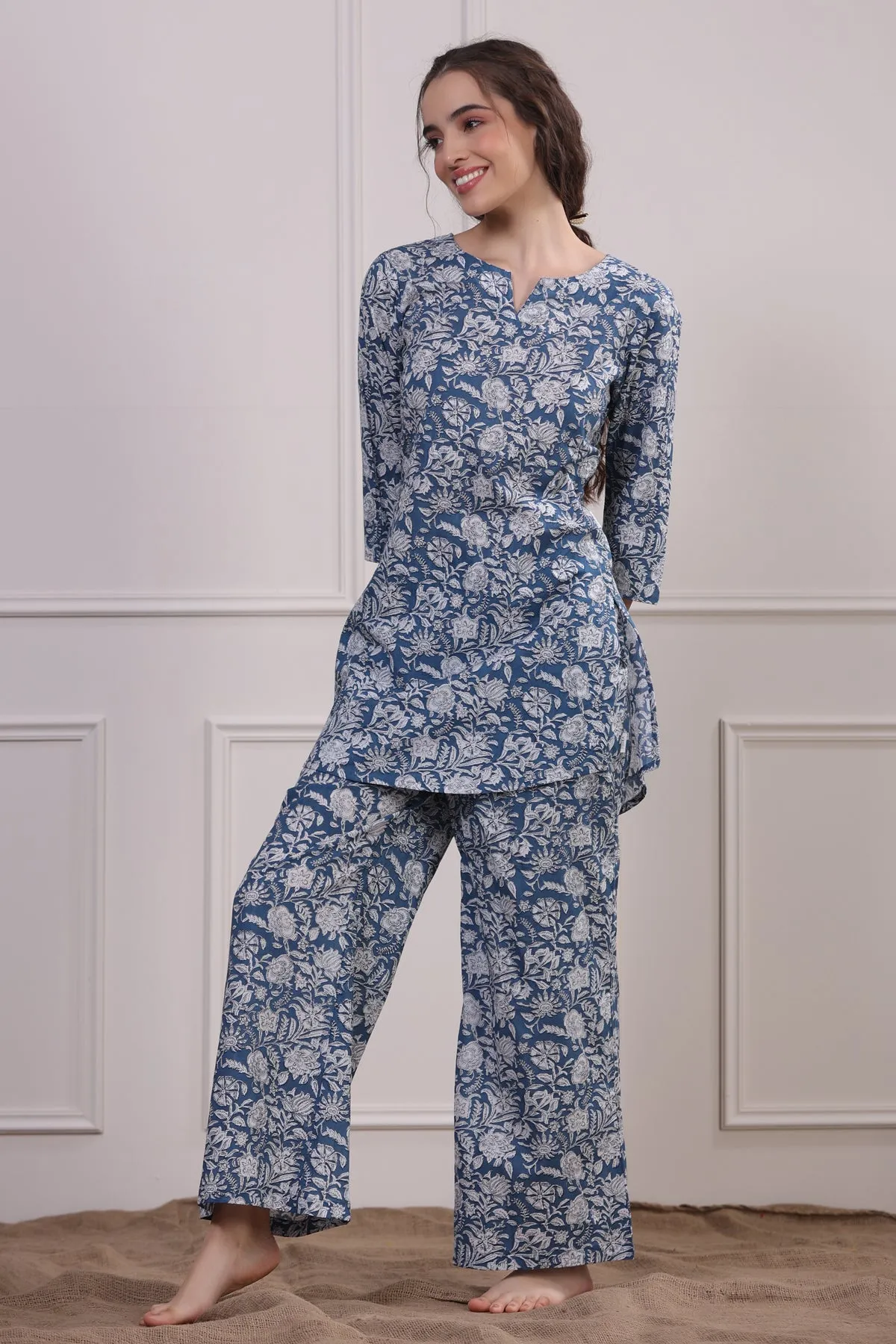 La Palma Blue Palazzo Loungewear Set