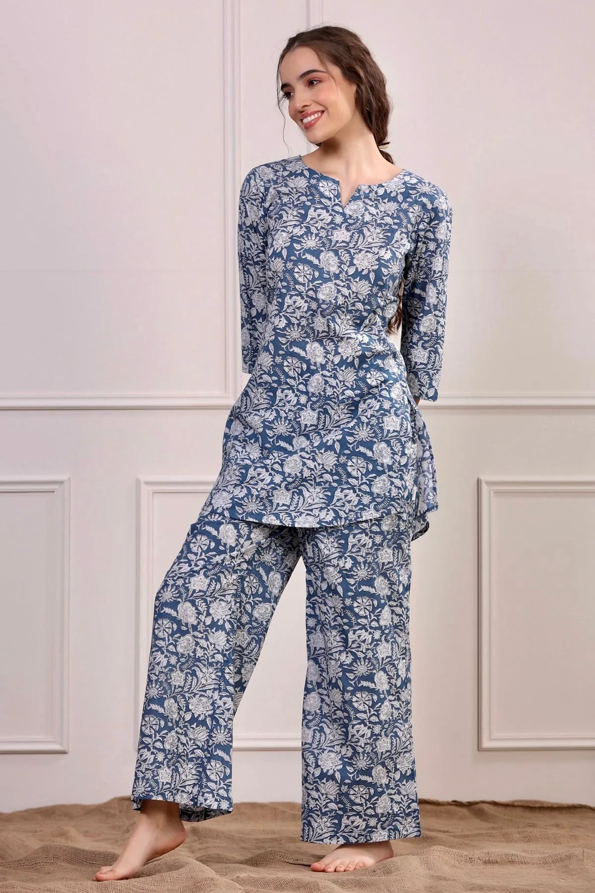 La Palma Blue Palazzo Loungewear Set