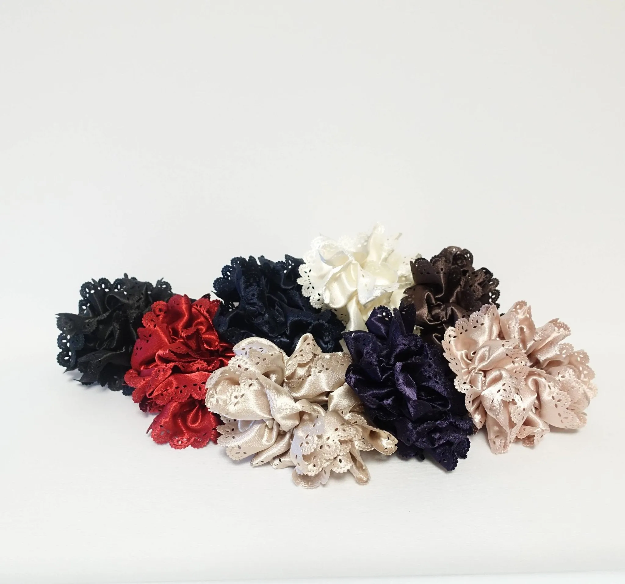 Lace edge scrunchies Glossy Satin Women Hair Elastics Scrunchies