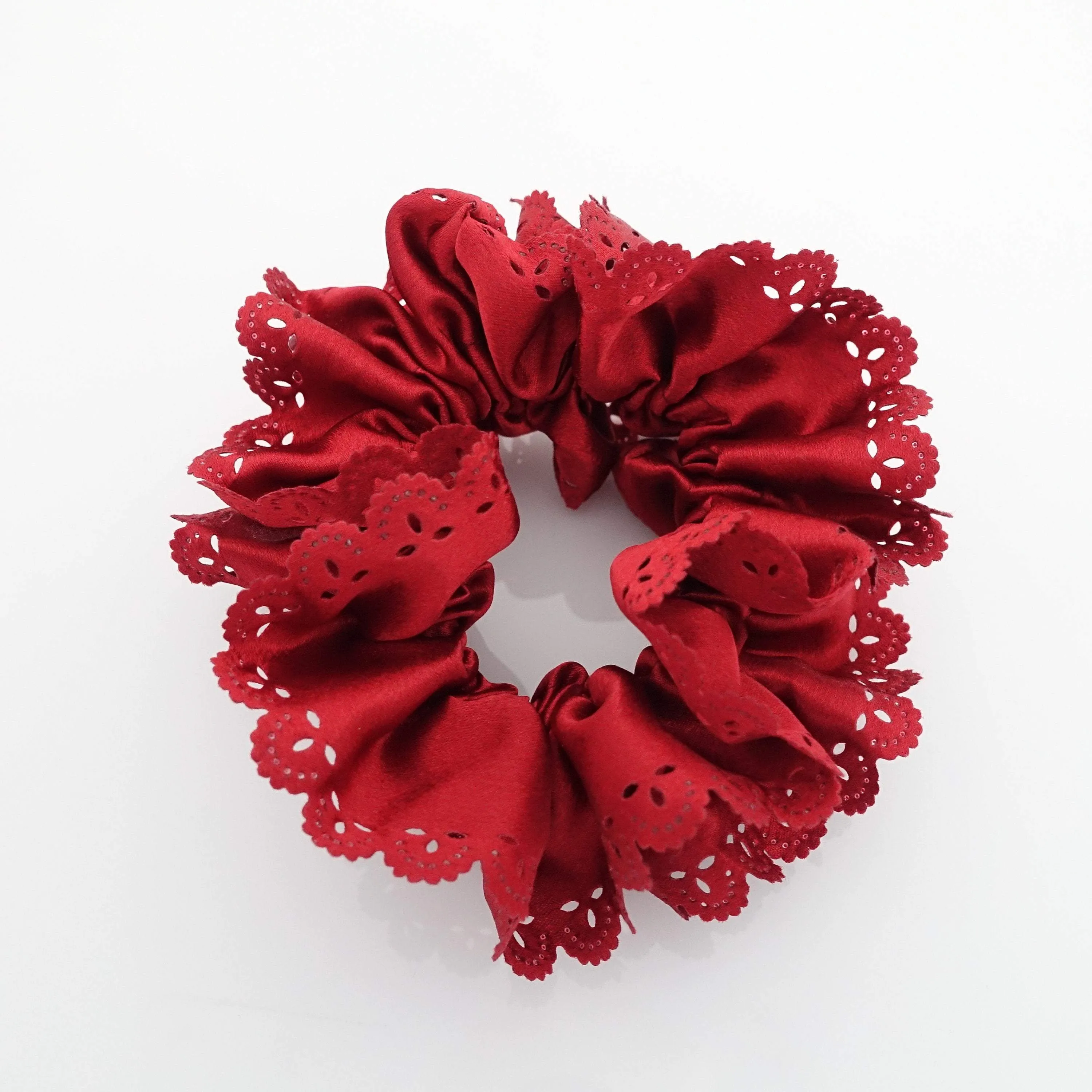 Lace edge scrunchies Glossy Satin Women Hair Elastics Scrunchies