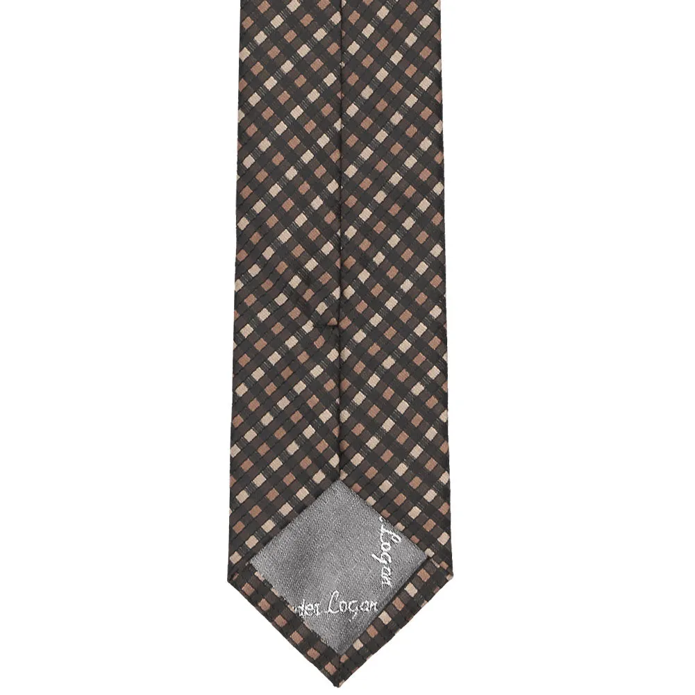 Light Brown George Plaid Slim Necktie, 2.5" Width