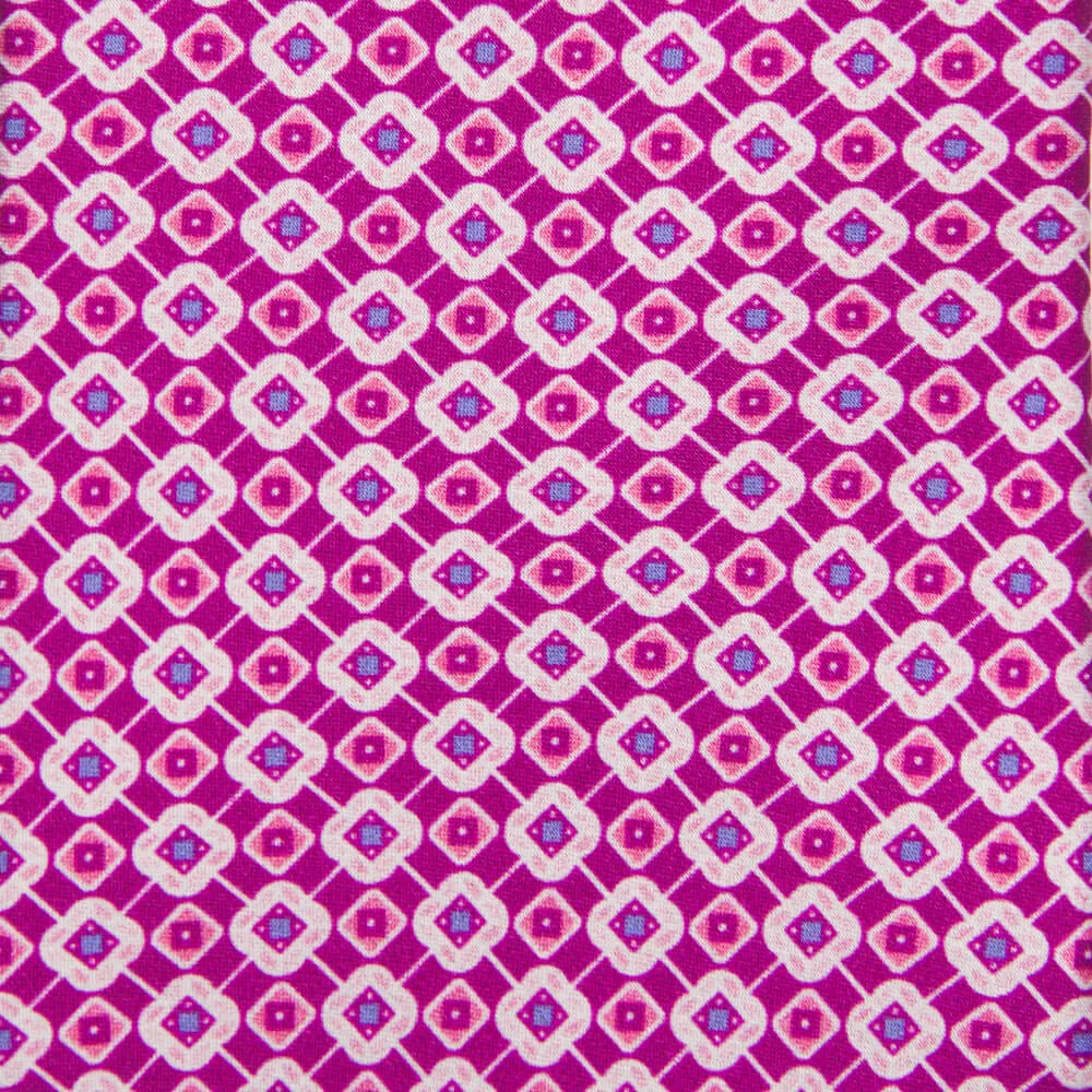 Magenta Geometric Motif Silk Tie