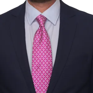 Magenta Geometric Motif Silk Tie