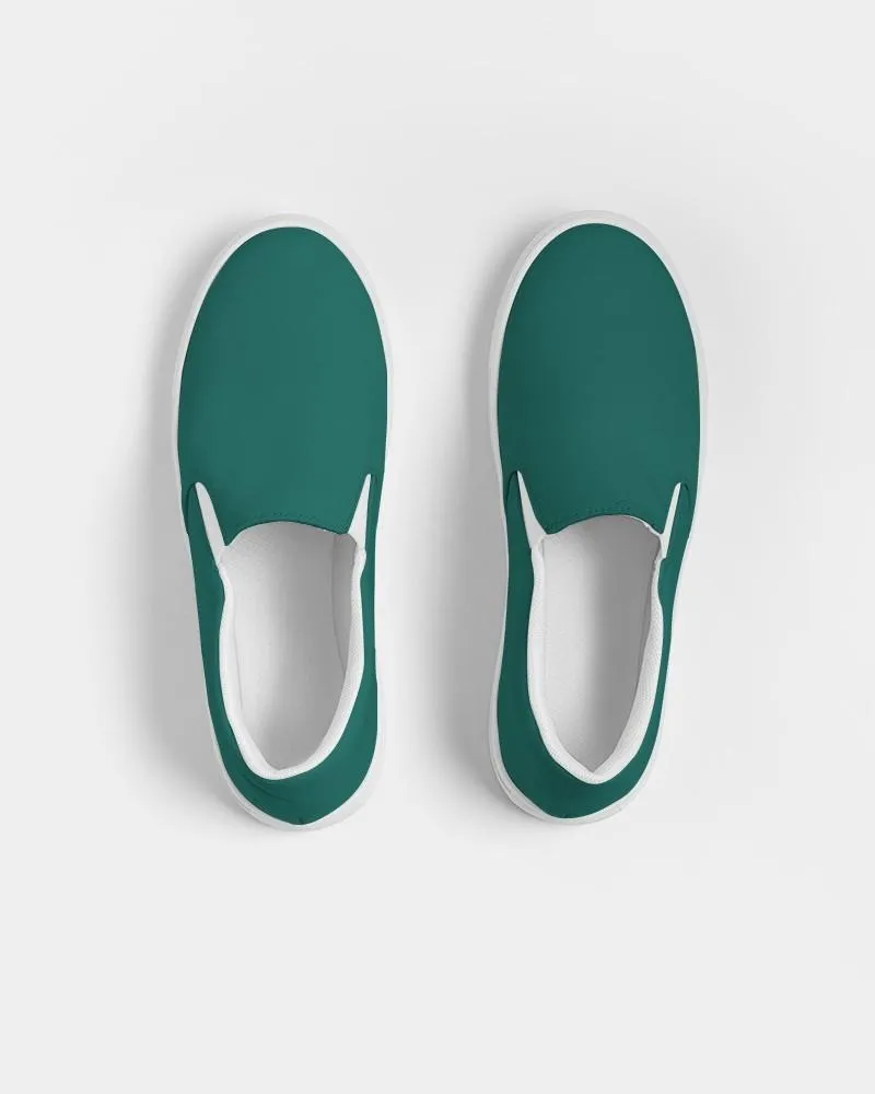 Medium Dark Blue Cool Green Slip-On Canvas Sneakers | Men's | Medium Dark Pure Blue Cool Green | C100M0Y50K60