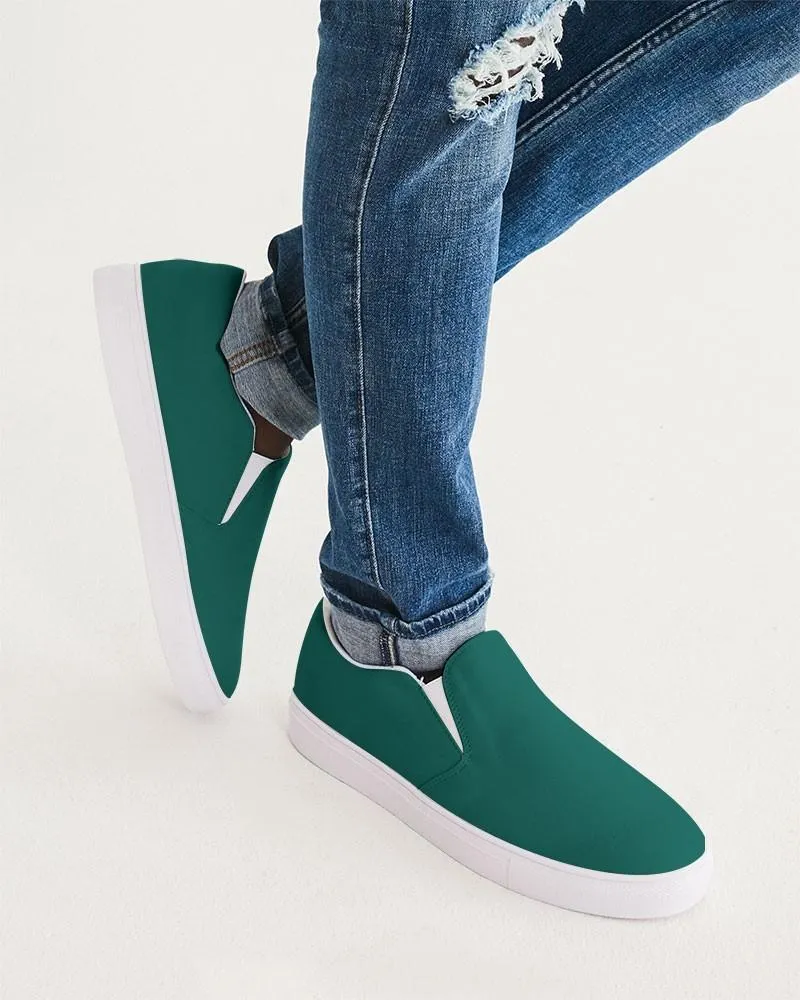 Medium Dark Blue Cool Green Slip-On Canvas Sneakers | Men's | Medium Dark Pure Blue Cool Green | C100M0Y50K60