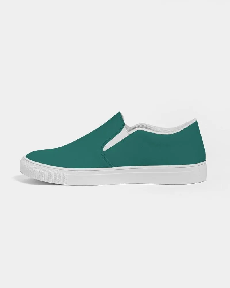 Medium Dark Blue Cool Green Slip-On Canvas Sneakers | Men's | Medium Dark Pure Blue Cool Green | C100M0Y50K60