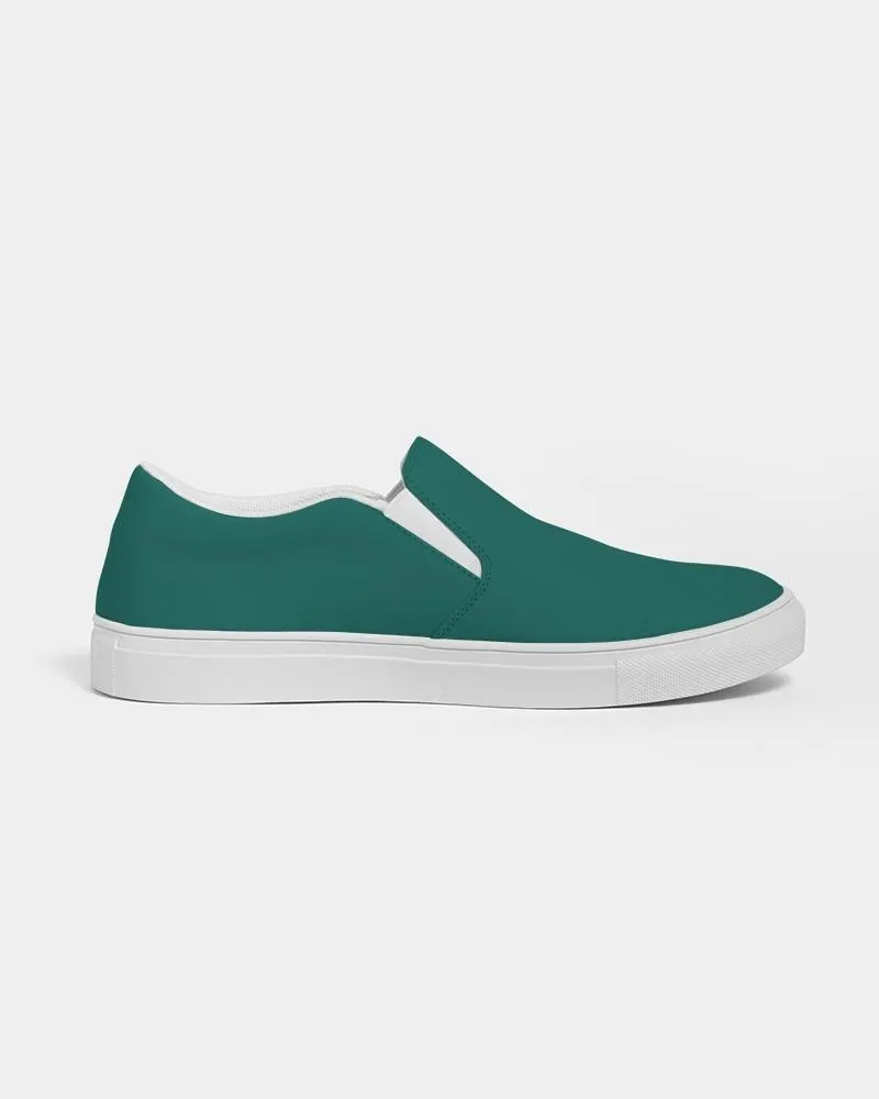 Medium Dark Blue Cool Green Slip-On Canvas Sneakers | Men's | Medium Dark Pure Blue Cool Green | C100M0Y50K60