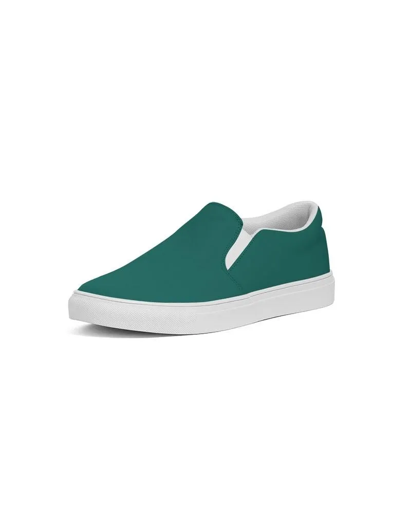 Medium Dark Blue Cool Green Slip-On Canvas Sneakers | Men's | Medium Dark Pure Blue Cool Green | C100M0Y50K60