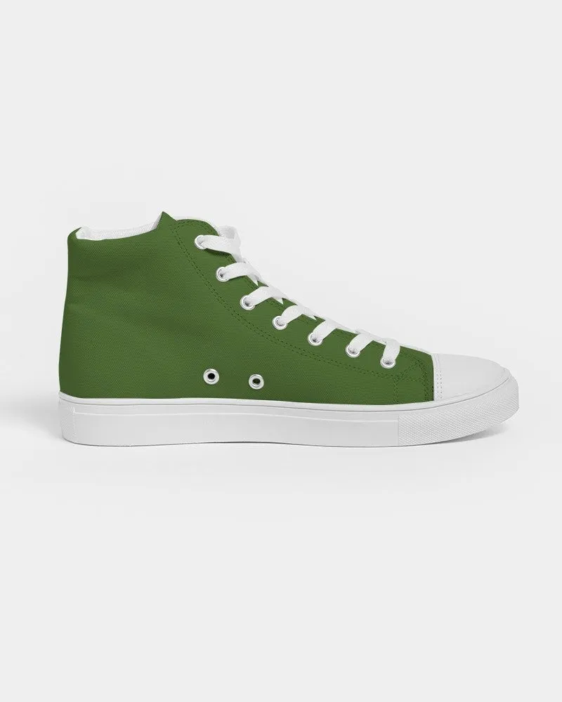 Medium Dark Warm Green Women's High-top Canvas Sneakers | Women's | Medium Dark Pure Warm Green | C50M0Y100K60