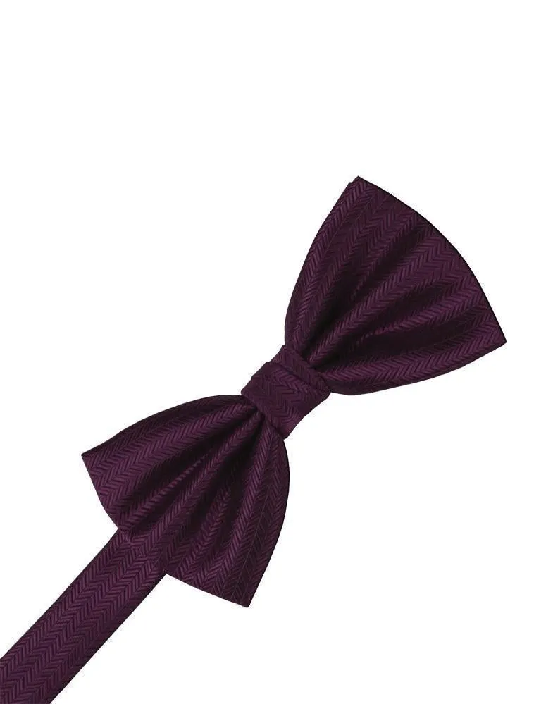 Merlot Herringbone Bow Tie