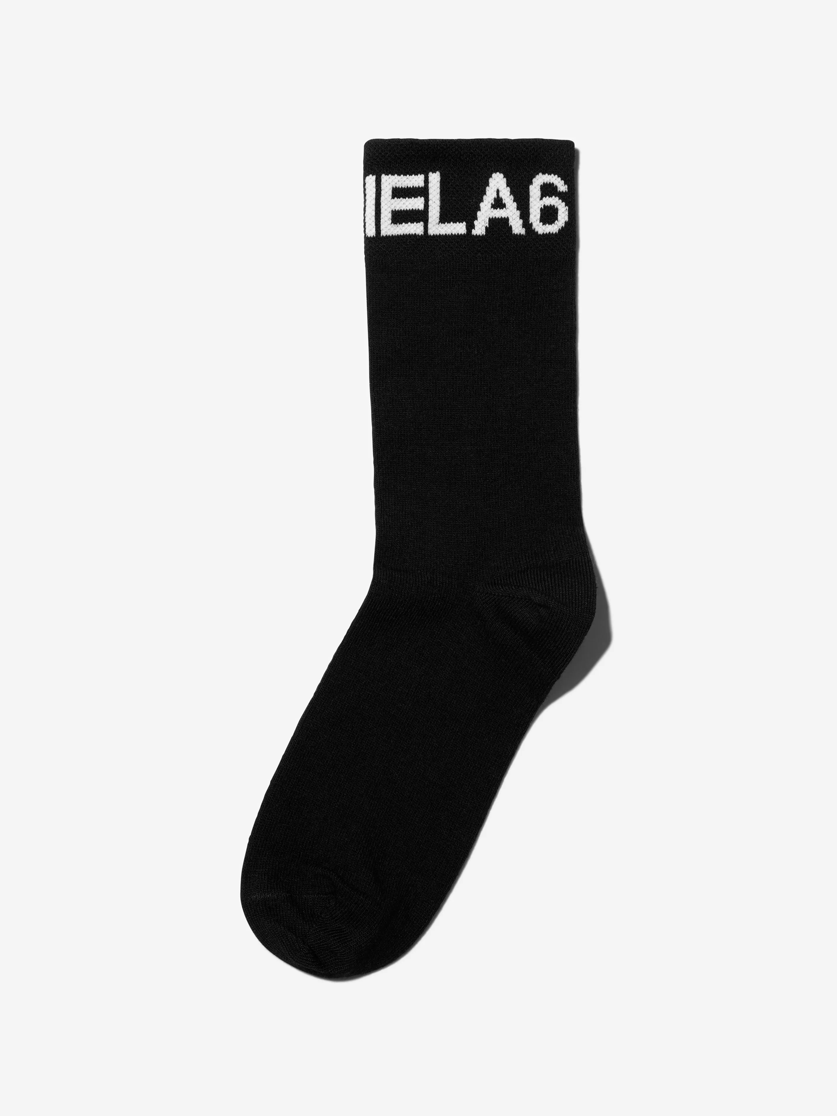 MM6 Maison Margiela Kids Logo Socks In Black