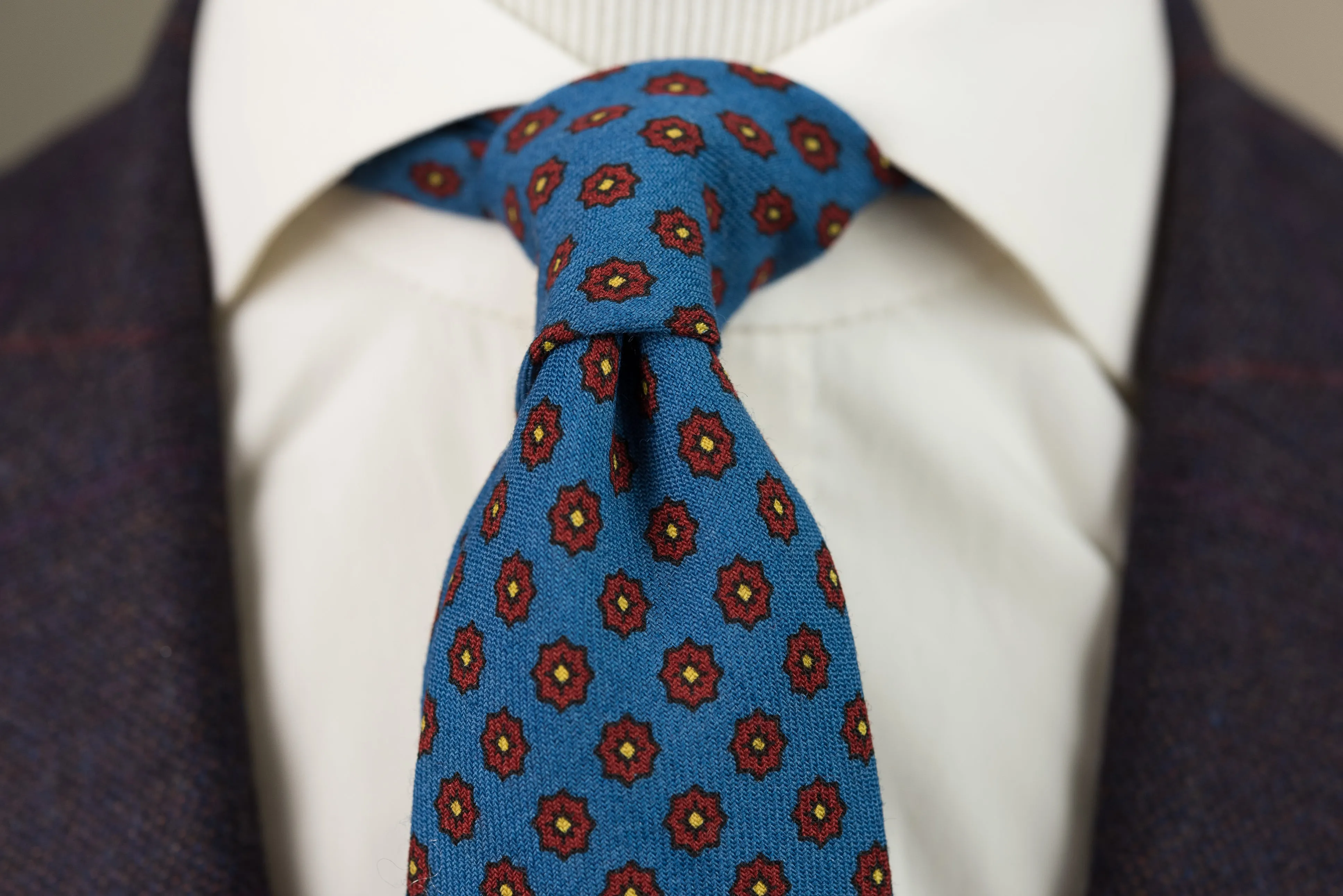 Mohair Blue Geometric Wool Challis Tie