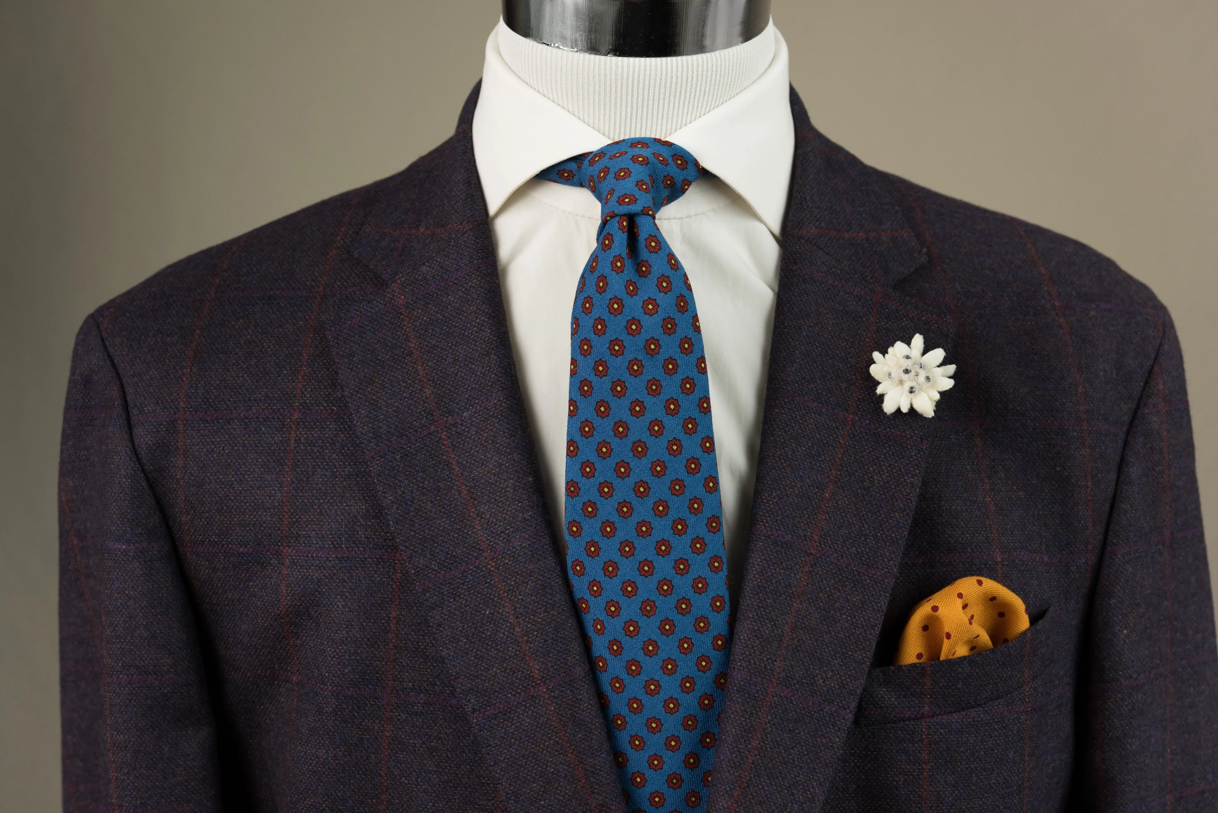 Mohair Blue Geometric Wool Challis Tie