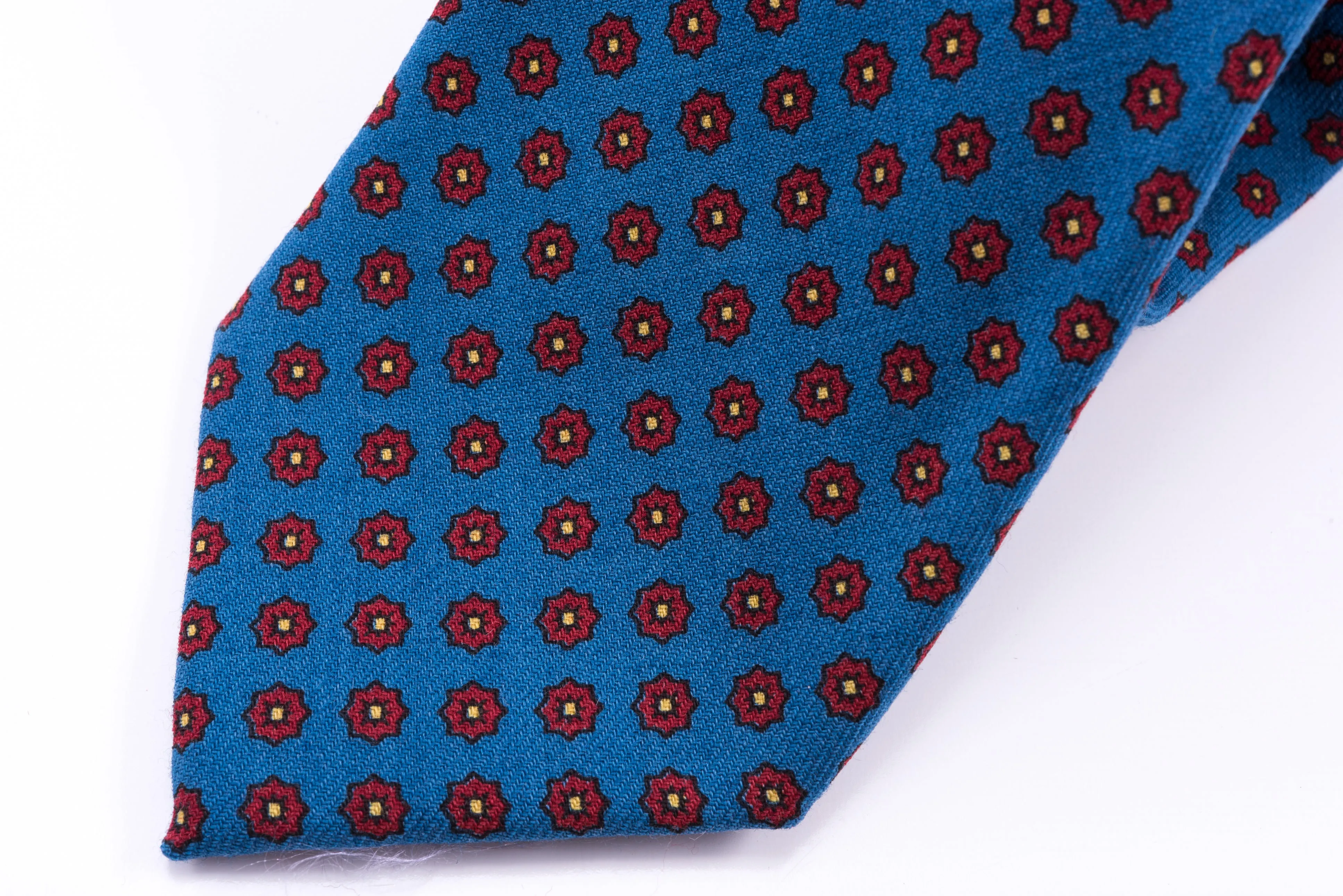 Mohair Blue Geometric Wool Challis Tie