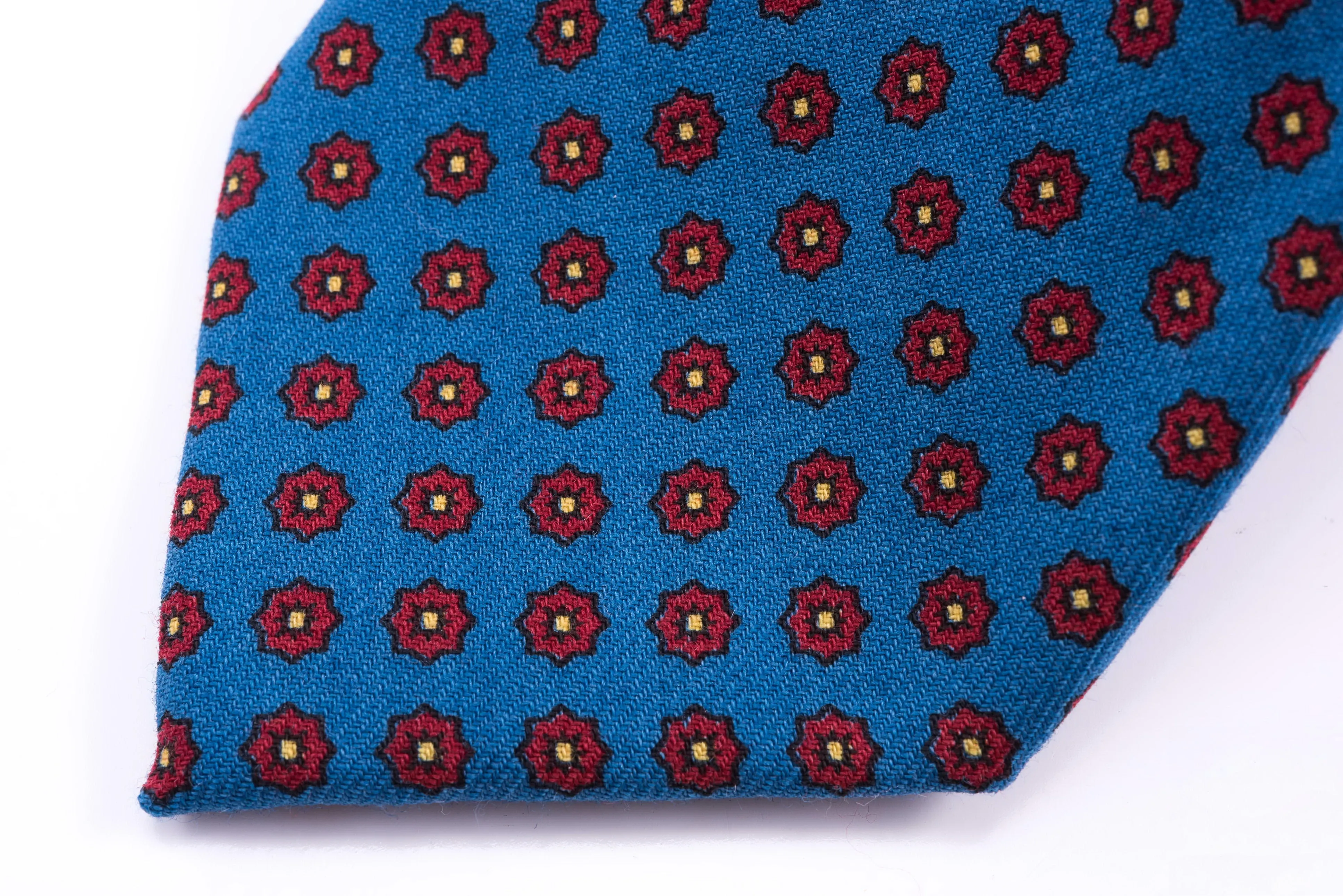 Mohair Blue Geometric Wool Challis Tie