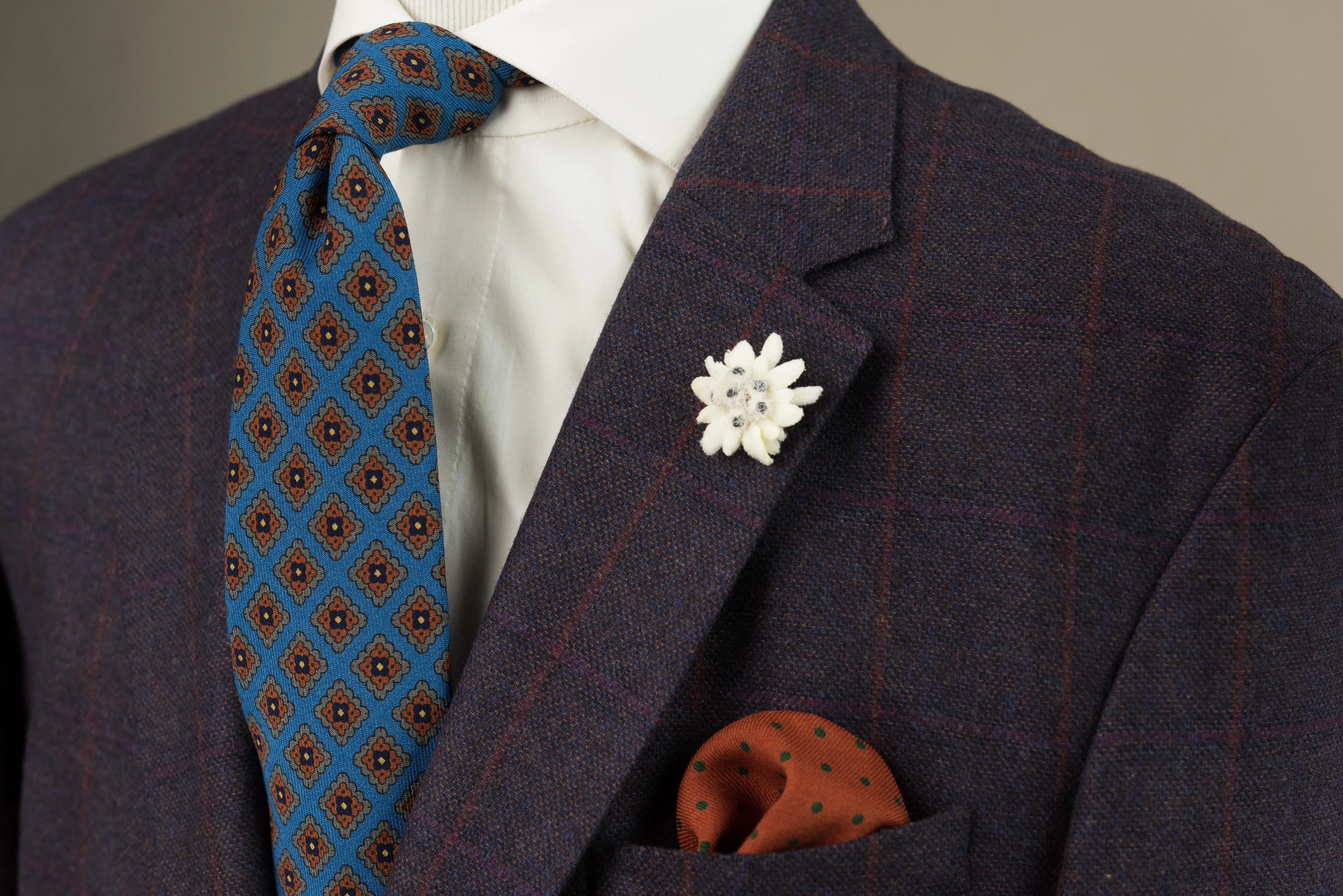 Mohair Blue Geometric Wool Challis Tie