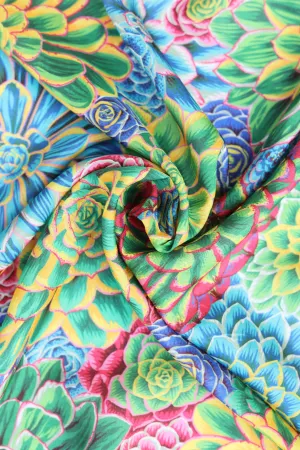 Multicolor Garden Floral Printed Art Silk Fabric