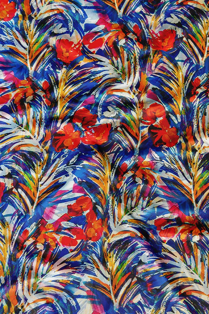 Multicolored Floral Printed Georgette Fabric