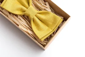 Mustard Linen Bow Tie - Stylish Accessory for Weddings and Special Occasions