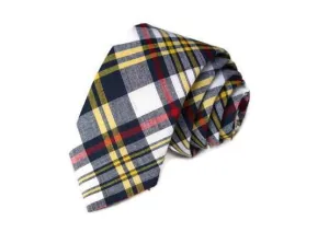 Navy, Red & Yellow Madras Plaid Necktie