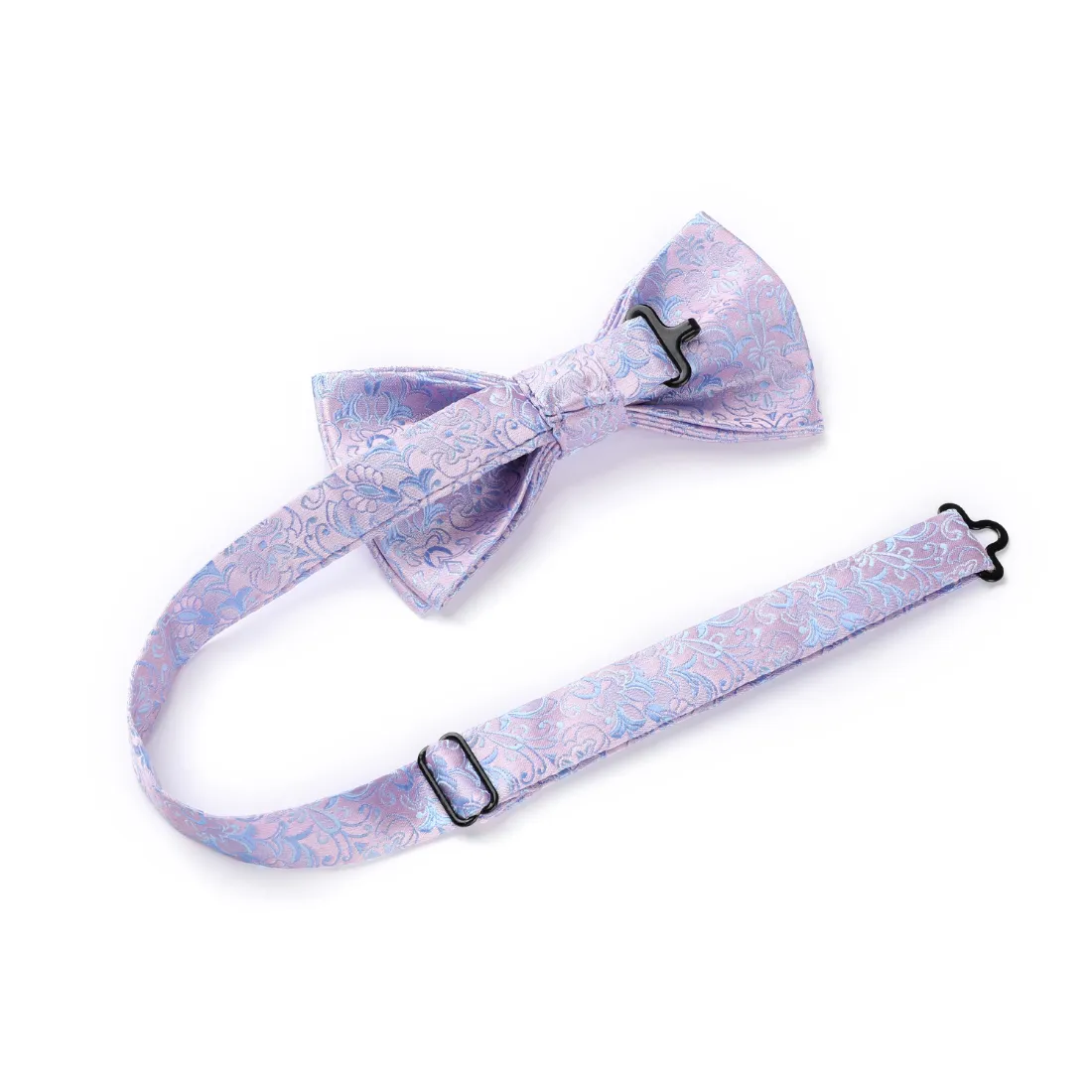 Paisley Pre-Tied Bow Tie & Pocket Square - E-PINK 1