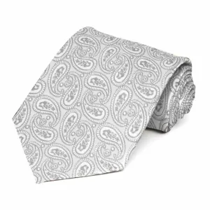 Pale Silver Darlene Paisley Necktie