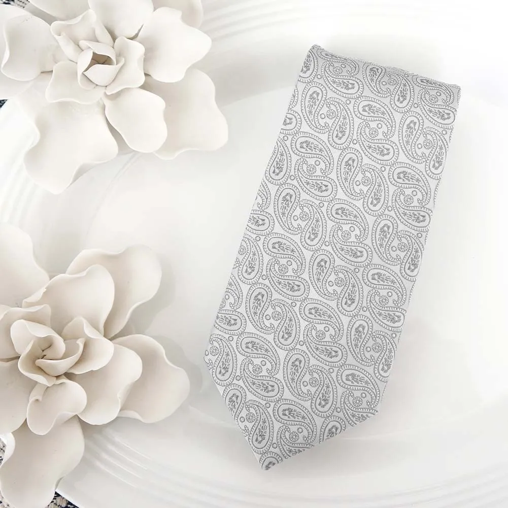 Pale Silver Darlene Paisley Necktie