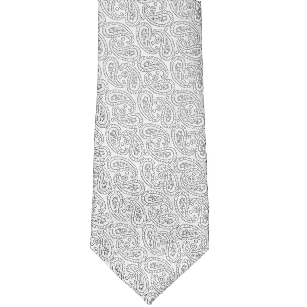 Pale Silver Darlene Paisley Necktie