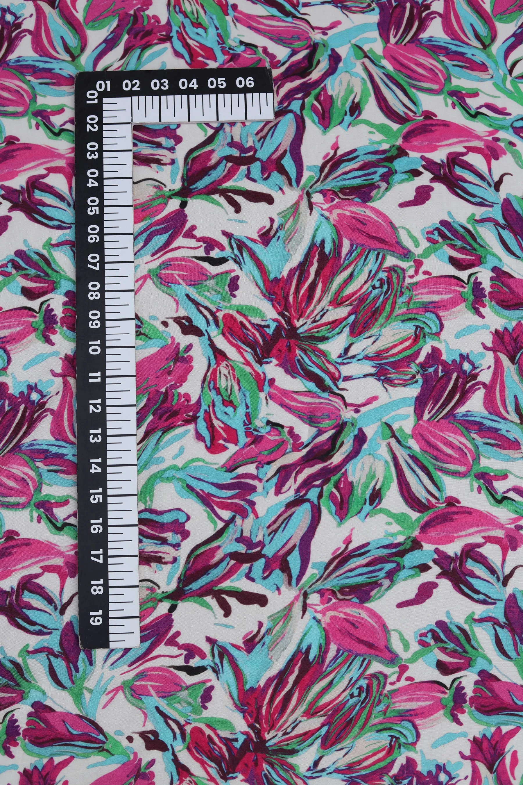 Pink Purple Floral Printed Natural Muslin Silk Fabric