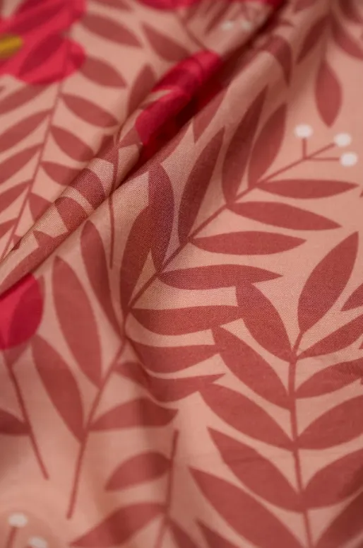 Pink Sand Tone On Tone Floral Motif Pattern Printed Natural Muslin Silk Fabric