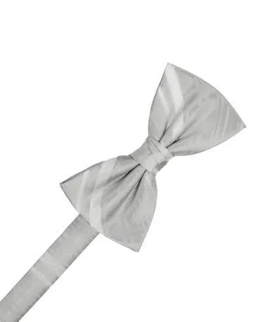 Platinum Striped Satin Bow Tie