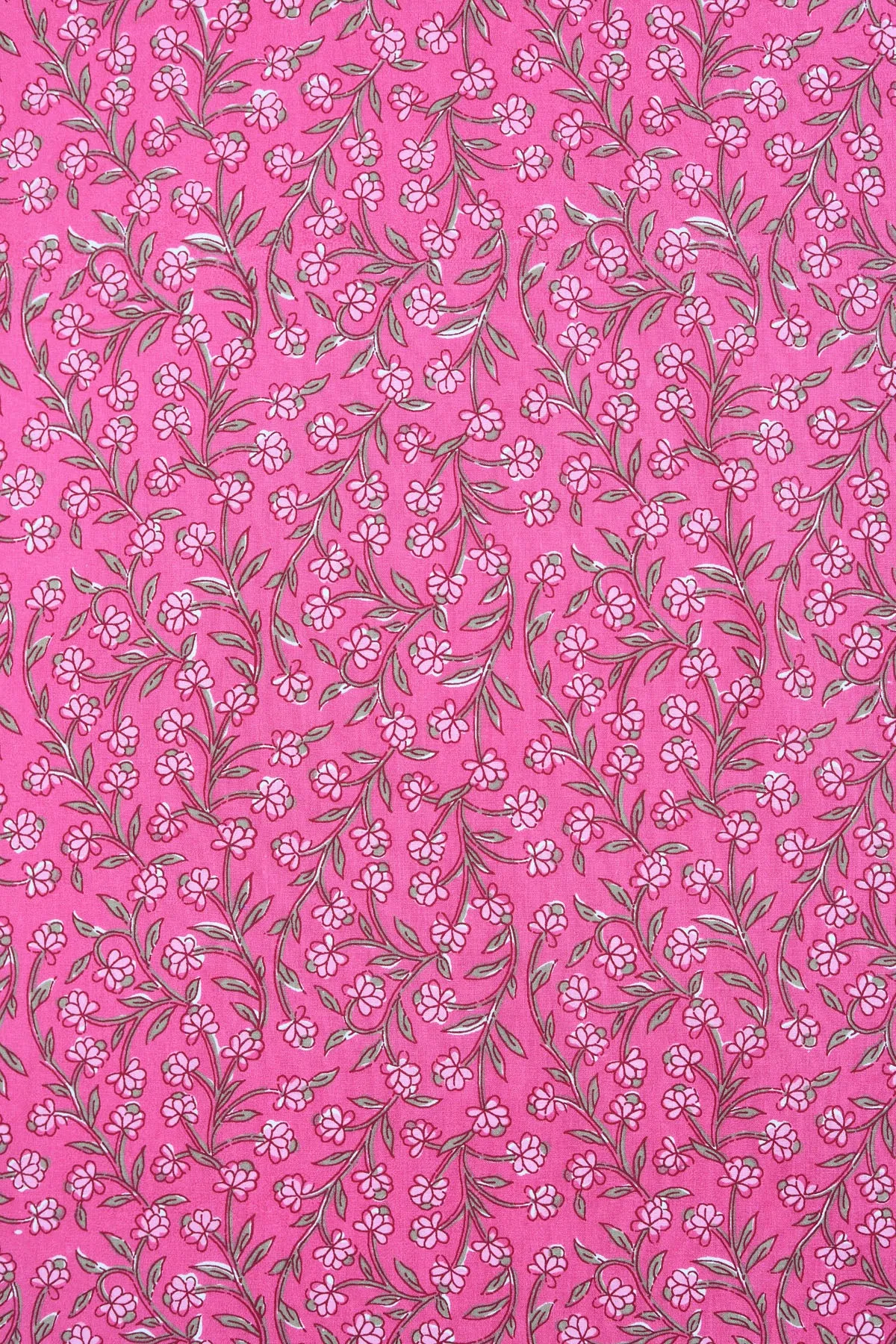 Pure Cotton Dusty Pink Floral Hand Block Printed Fabric