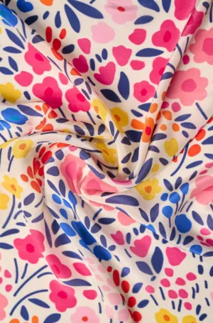 Radiant Multicolor Ditsy Floral Pattern Printed Natural Crepe Silk Fabric