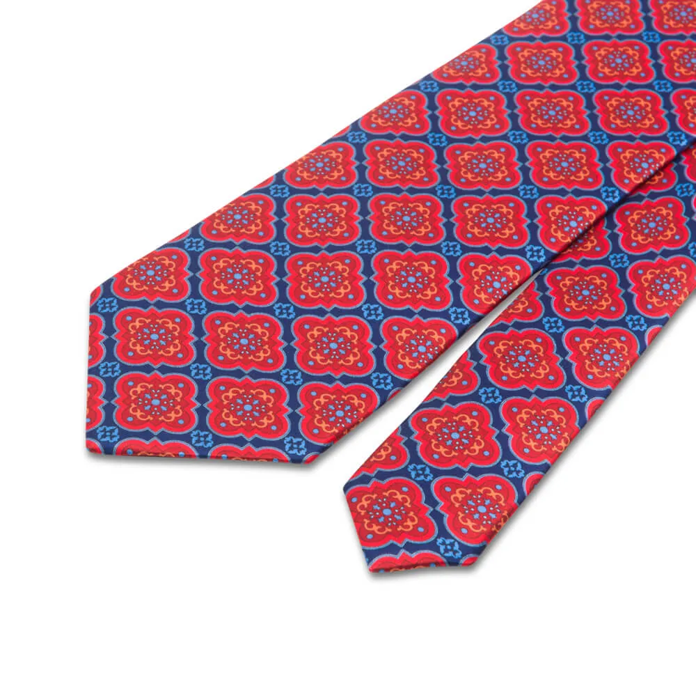 Red and Blue The Duke of Normandy Duchesse Silk Tie