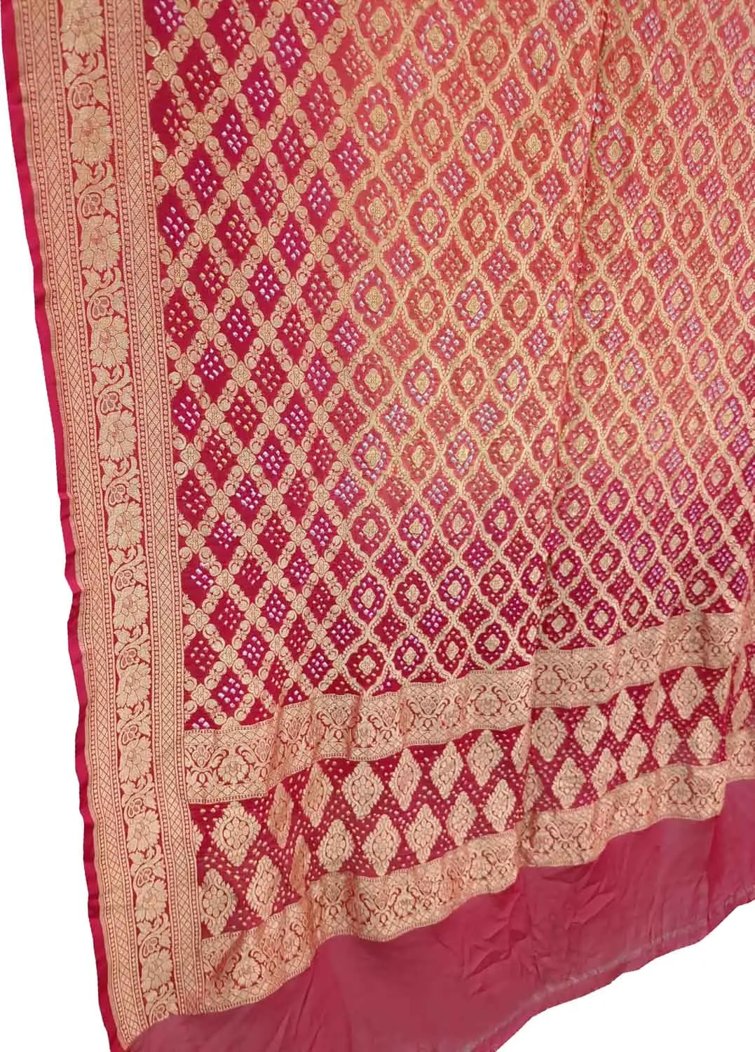 Red Bandhani Georgette Neemzari Dupatta - Elegant Ethnic Wear