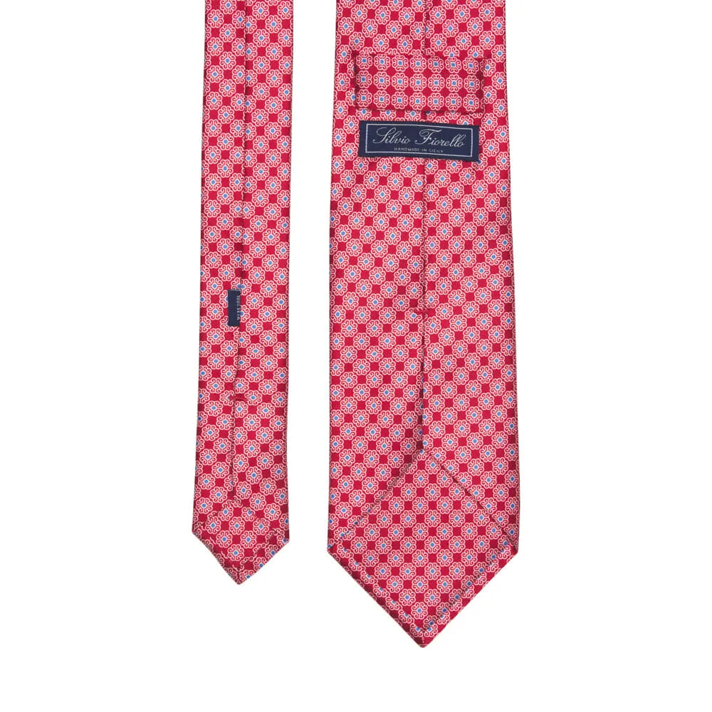 Red Classic Motif Silk Tie