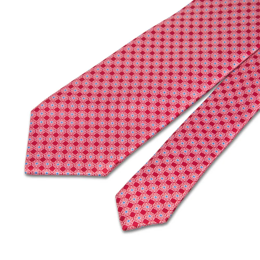 Red Classic Motif Silk Tie