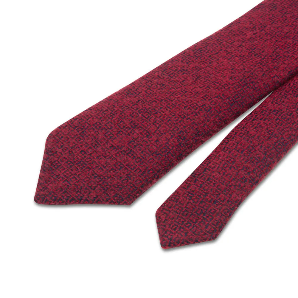 Red Classic Motif Virgin Wool Tie