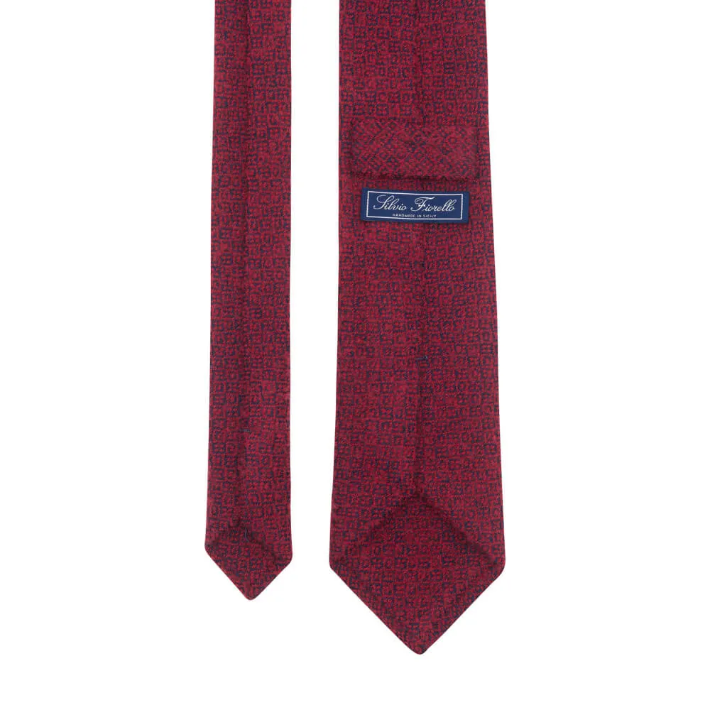 Red Classic Motif Virgin Wool Tie